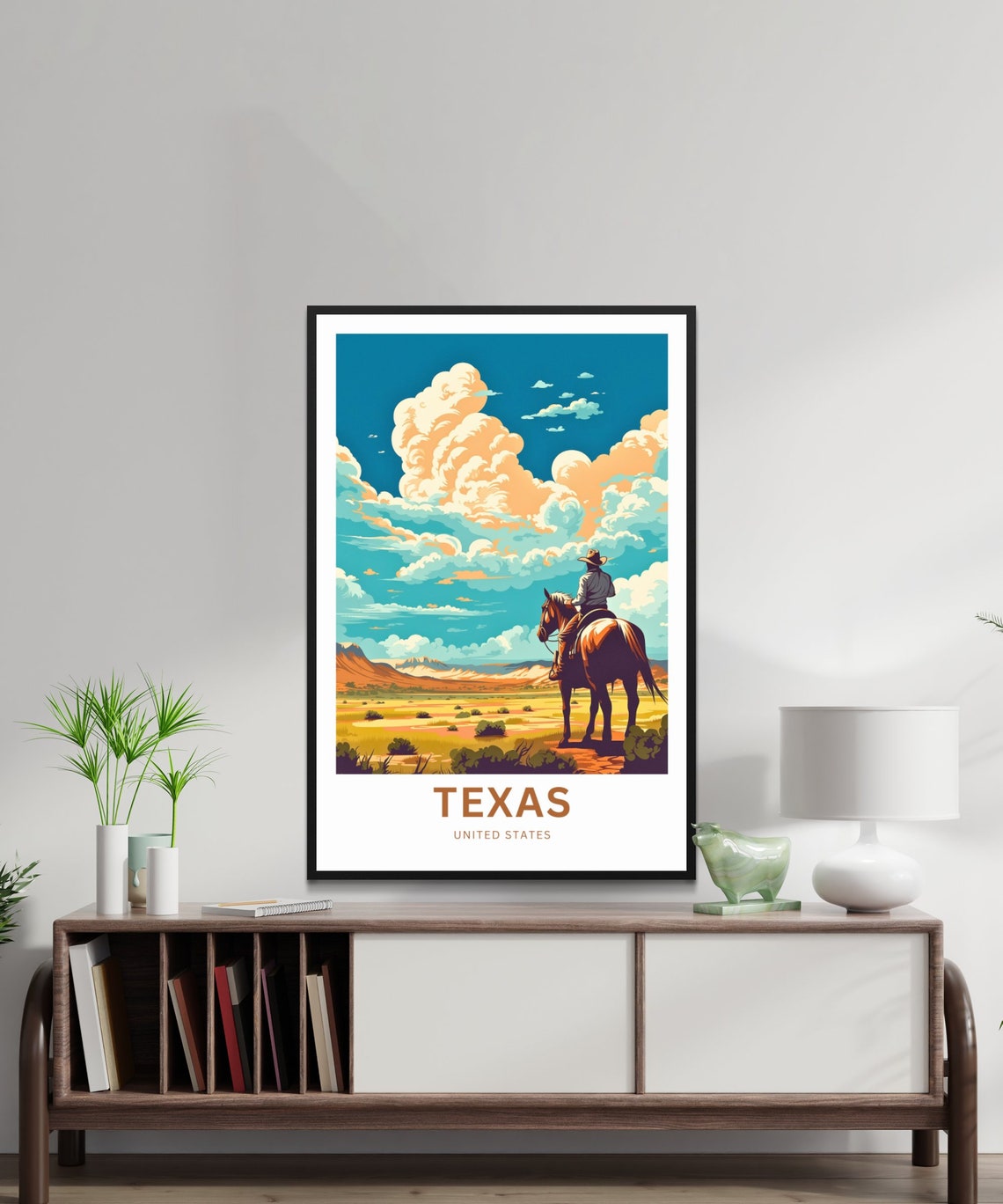 Texas Cowboy Desert Scene Custom Text Personalized Travel Poster - Image 2