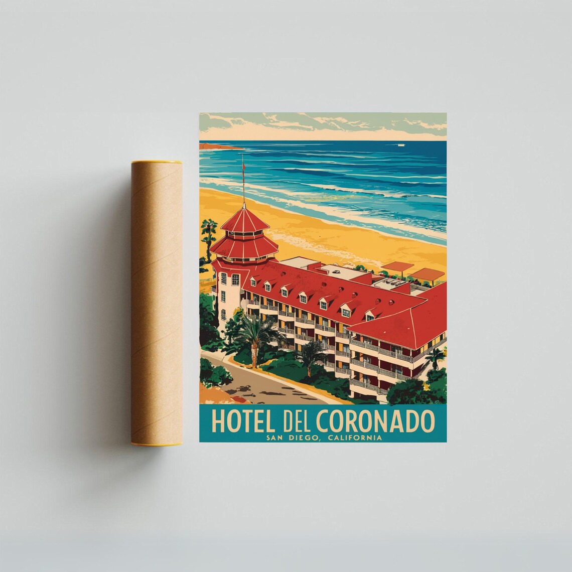 Hotel Del Coronado San Diego California Beach Vintage Travel Poster - Image 4