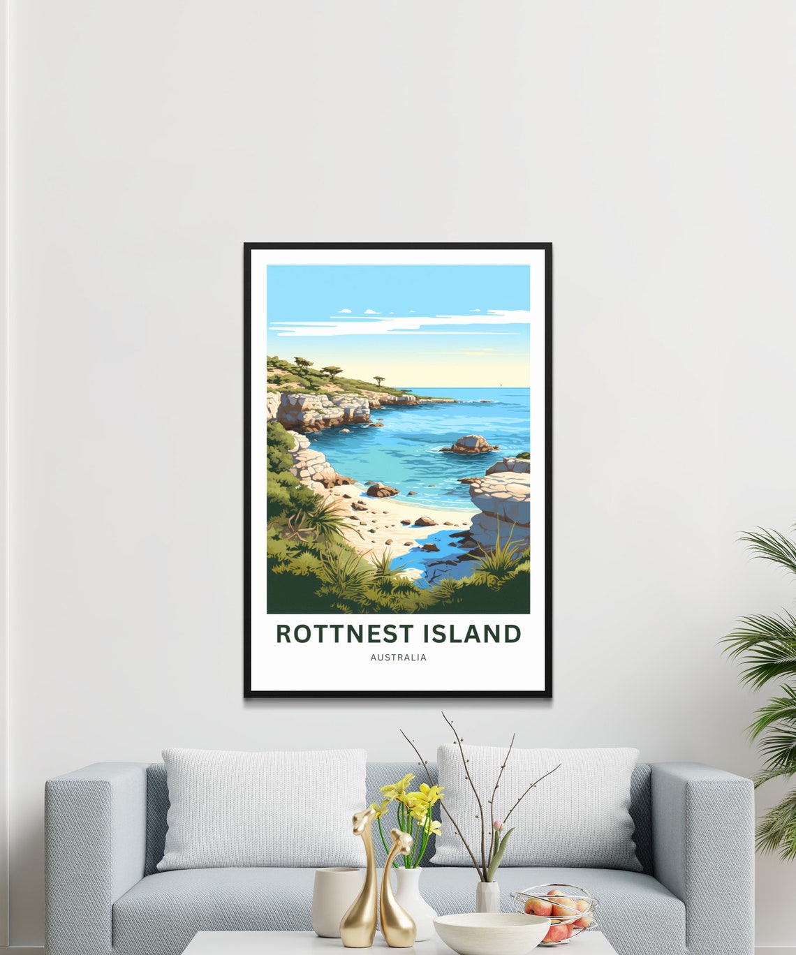 Rottnest Island Australia Custom Name Rocky Cove Turquoise Bay Poster - Image 3