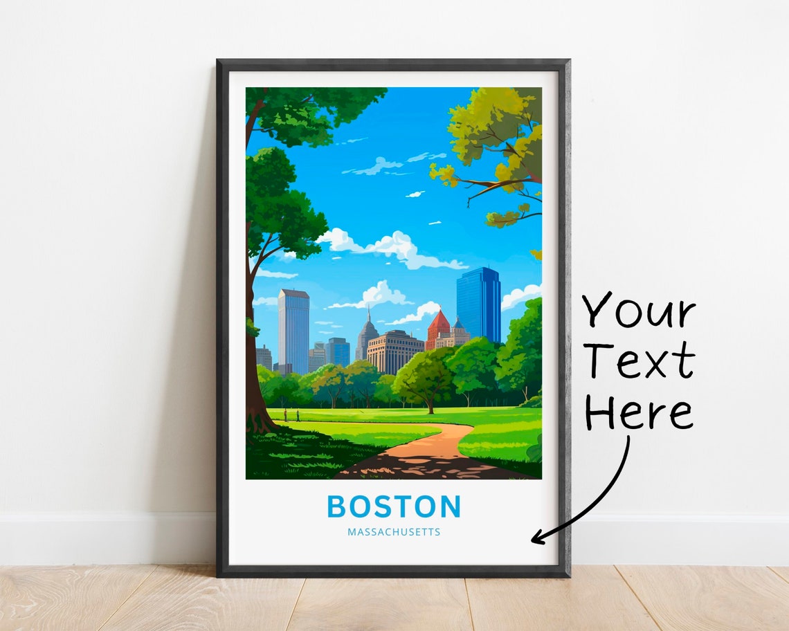 Boston Massachusetts Park Skyline Personalized Travel Poster