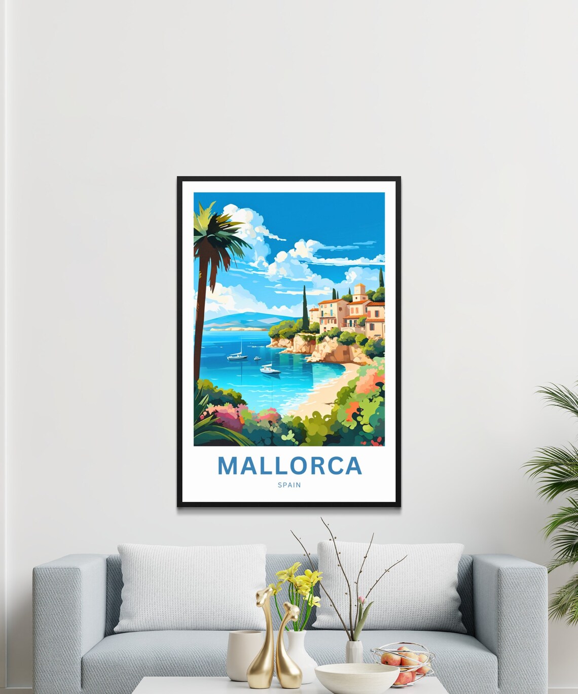 Mallorca Spain Bay Boats Turquoise Water Custom Travel Poster - Image 3