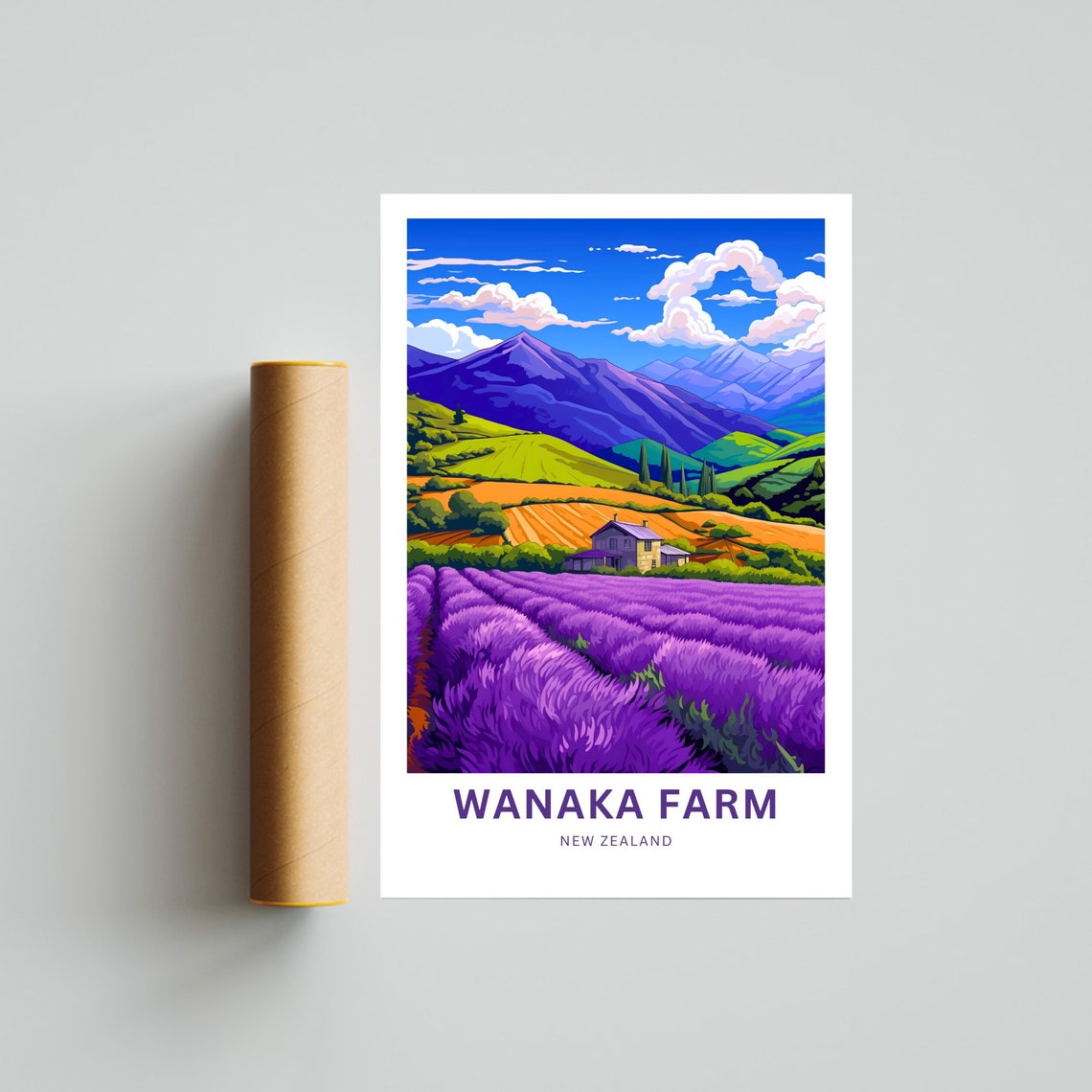 Wanaka Farm New Zealand Lavender Fields Mountains Travel Poster - Image 4