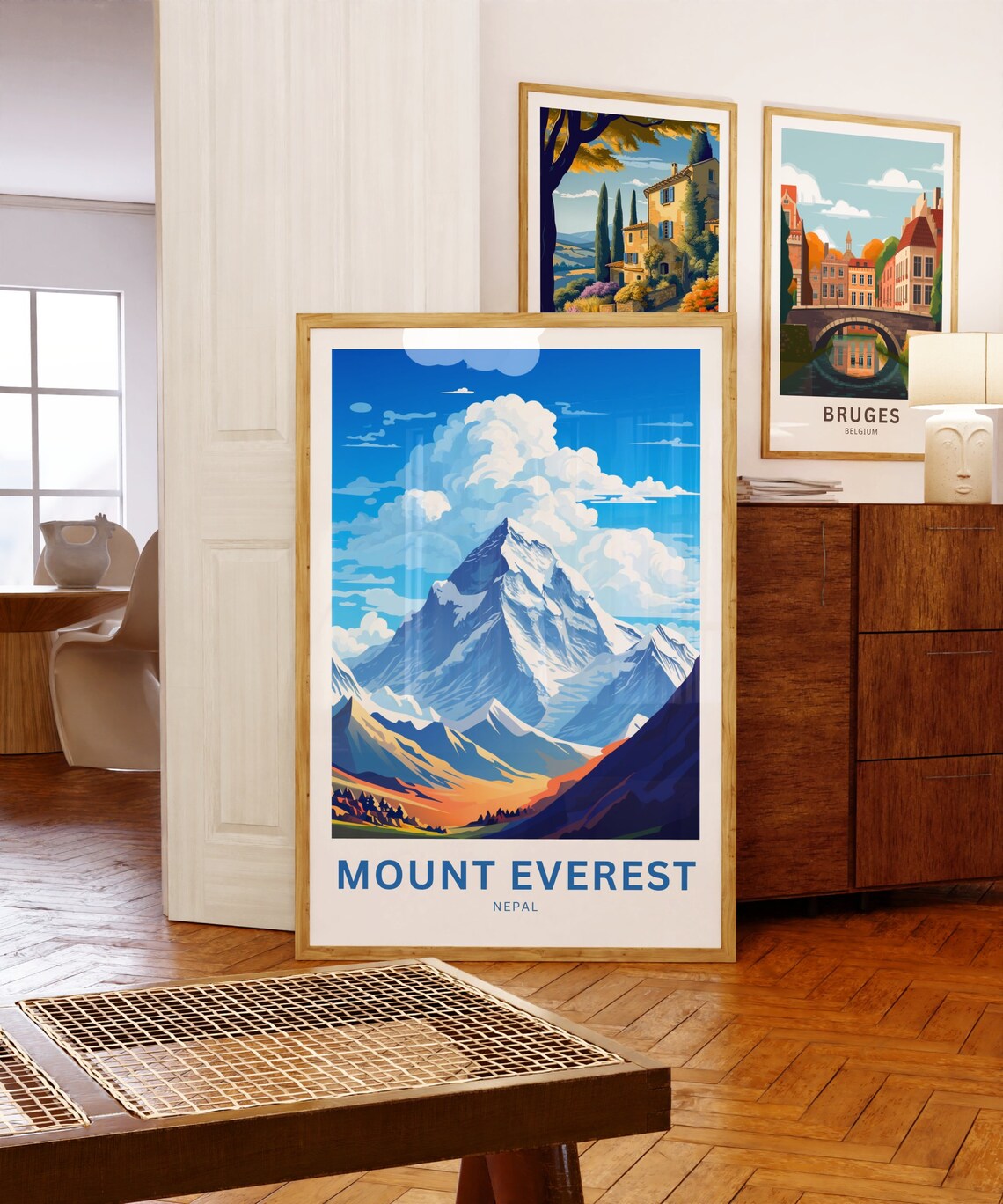 Mount Everest Nepal Snowy Himalayan Peak Blue Sky Travel Poster - Image 5