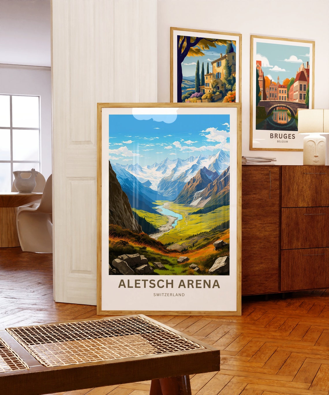Aletsch Arena Switzerland Glacier Valley Mountain View Travel Poster - Image 2
