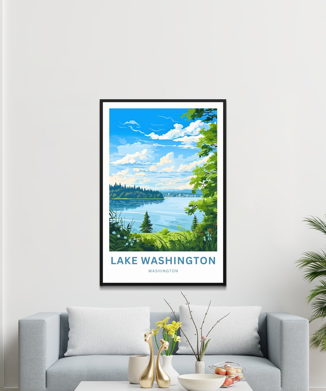 Lake Washington Distant City Skyline Across the Water Poster - Image 2