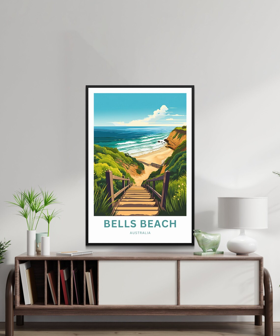 Bells Beach Australia Stairs To Sandy Cove Surf Coast Travel Poster - Image 2