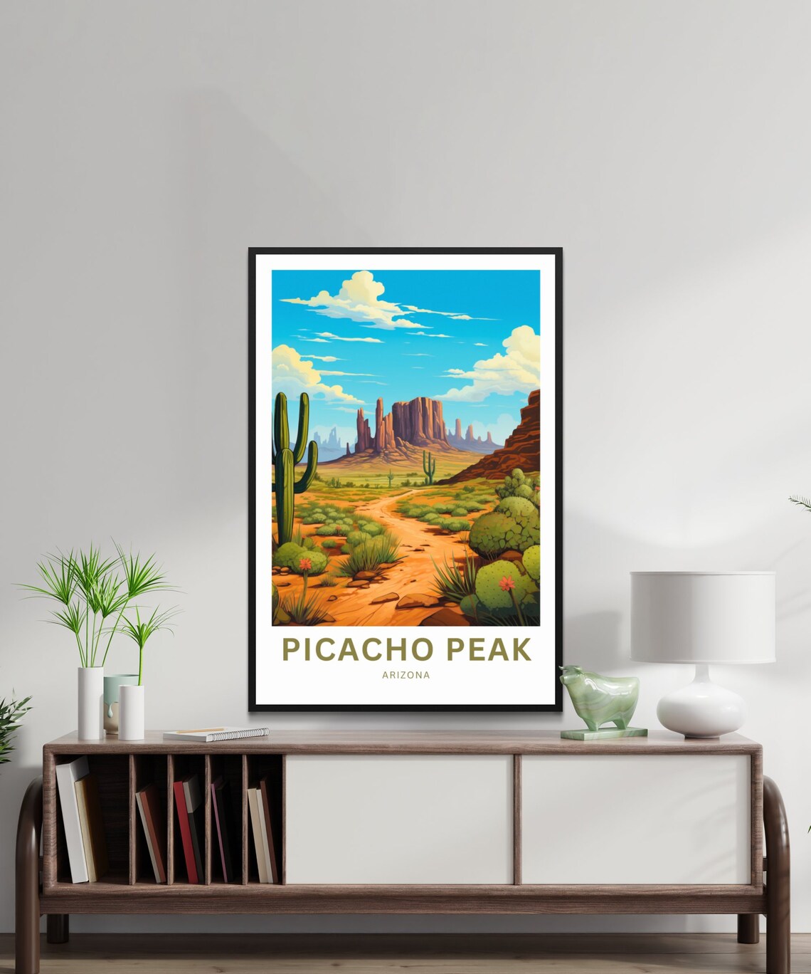 Picacho Peak Arizona Desert Trail Mesas Cactus Art Travel Poster - Image 2