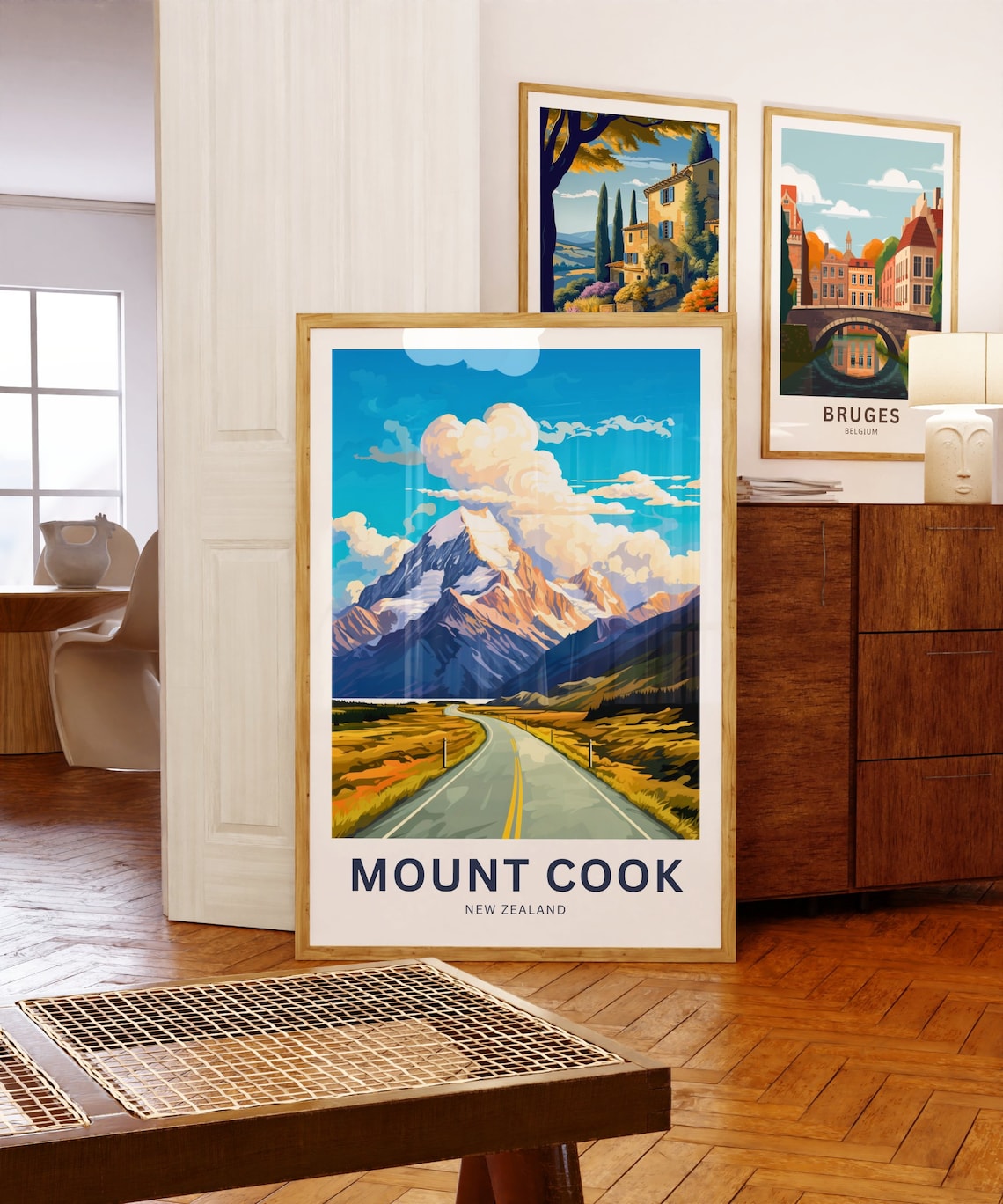 Mount Cook New Zealand Alpine Snowy Peak Road Scenic Travel Poster - Image 5