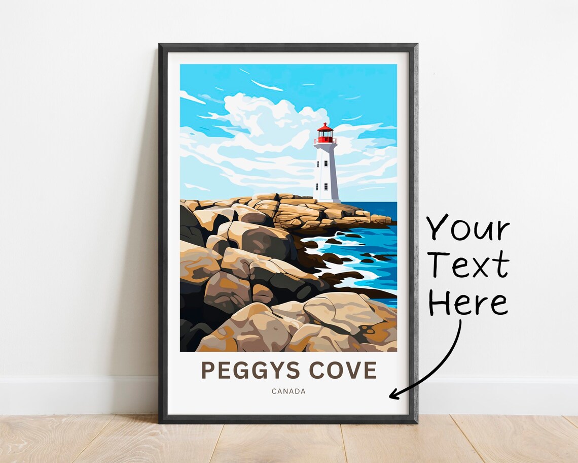 Peggys Cove Canada Lighthouse Rocky Shore Personalized Travel Poster