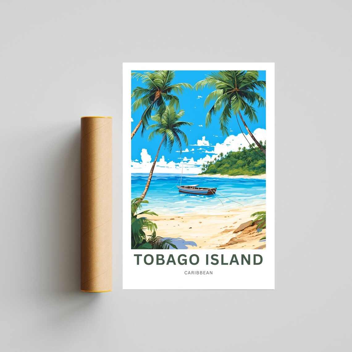 Personalized Tobago Island Beach Custom Text Caribbean Travel Poster - Image 4