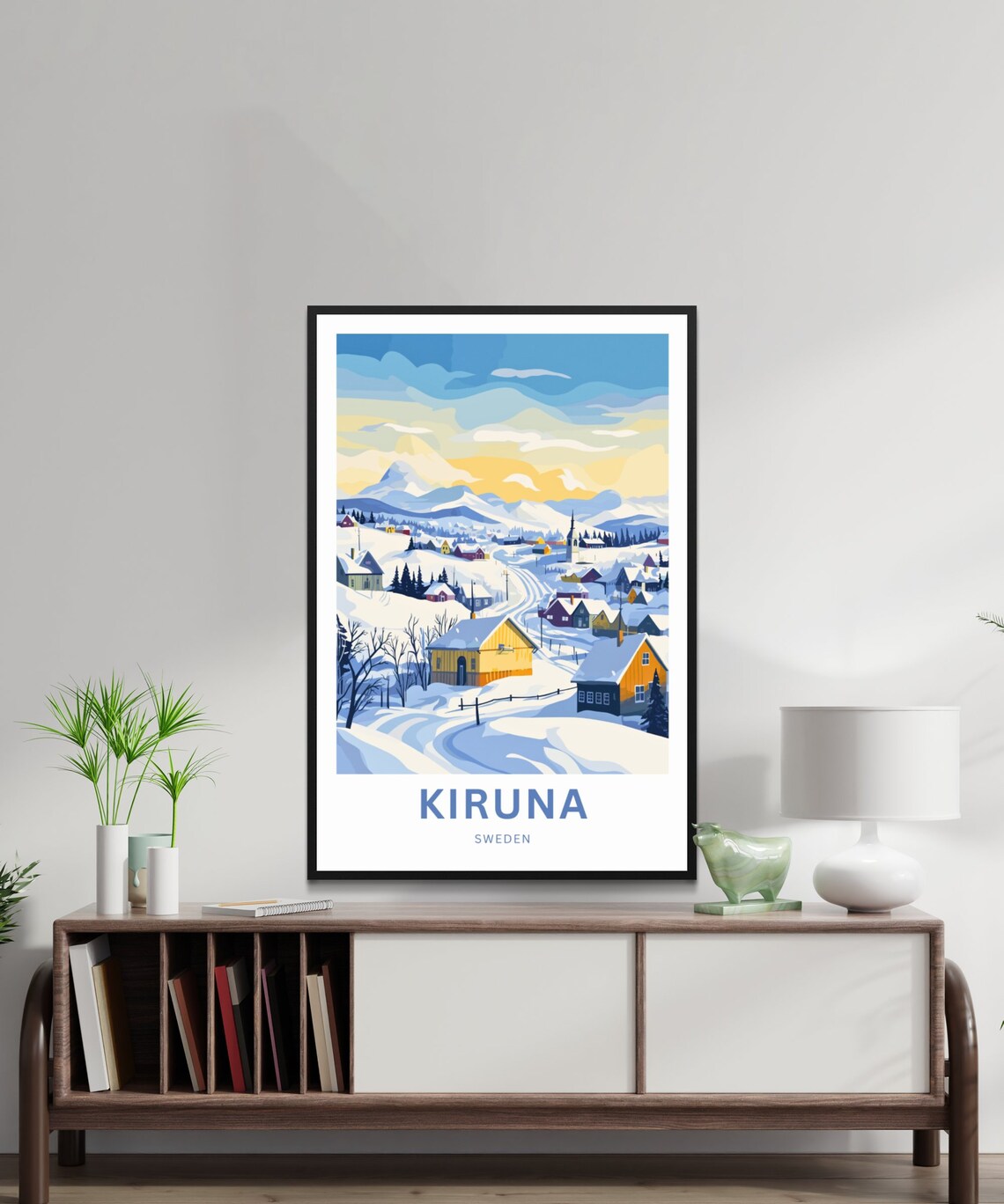 Kiruna Sweden Snowy Mountain Town Panorama Winter Travel Poster - Image 2