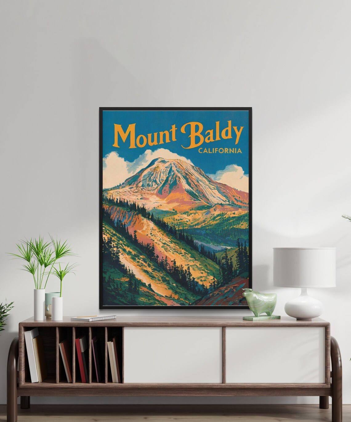 Mount Baldy California Retro Golden Peak Mountain Art Poster - Image 2