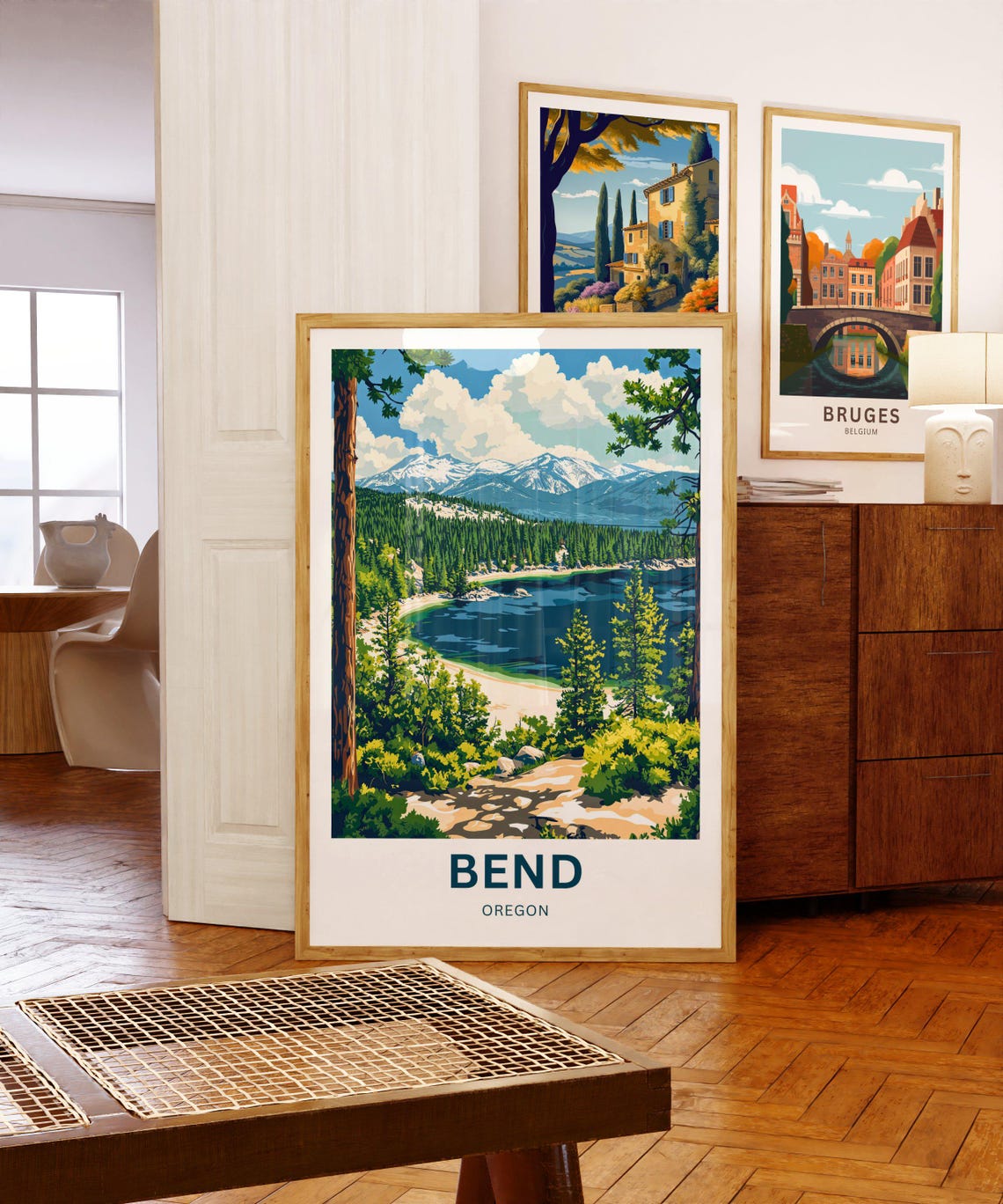 Bend Oregon Mountain Lake Pine Forest Alpine View Travel Poster - Image 5