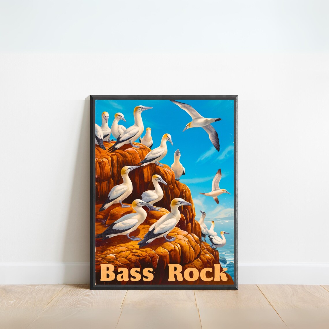 Bass Rock Scotland Gannet Colony Cliffs Vintage Travel Poster