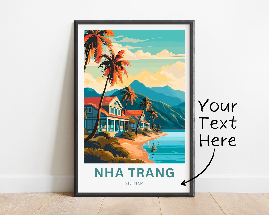Personalized Nha Trang Vietnam Beach Villas Custom Text Travel Poster