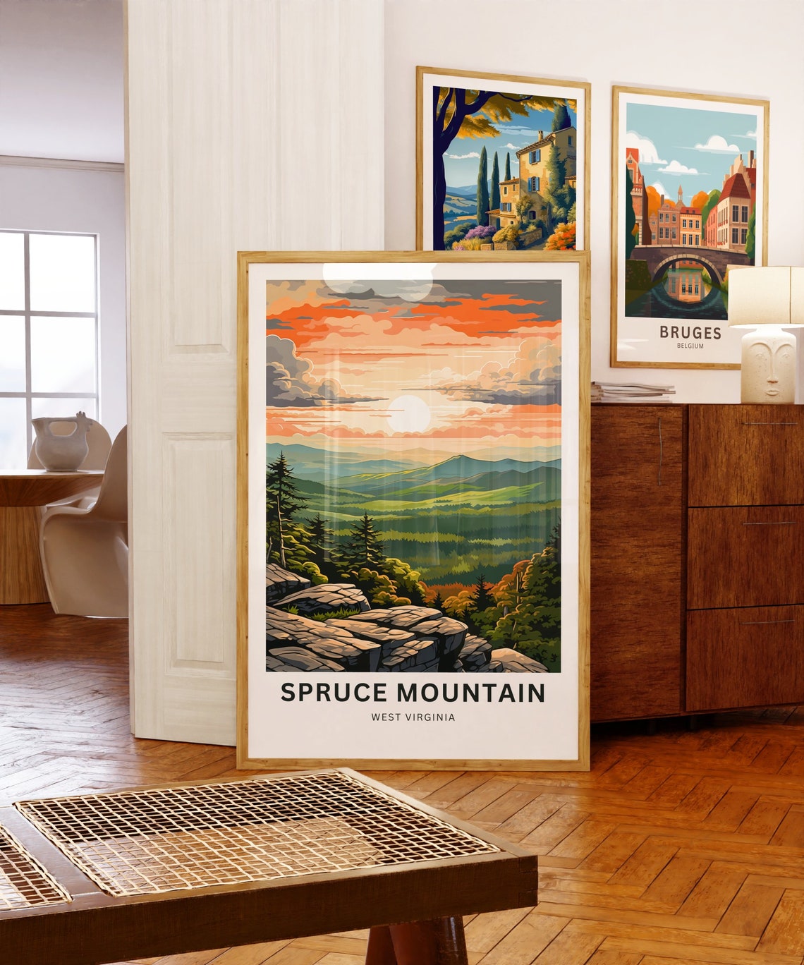 Personalized Spruce Mountain West Virginia Sunset Travel Poster - Image 5