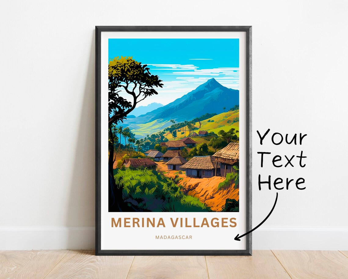 Merina Villages Madagascar Highland Village Mountain Travel Poster
