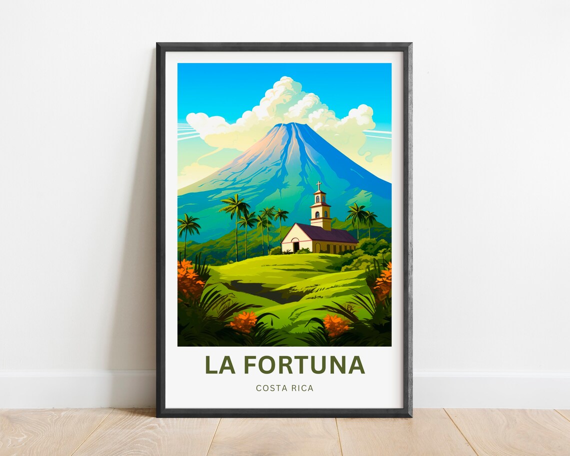 La Fortuna Travel Poster, Costa Rica Wall Art
