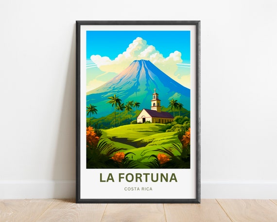 La Fortuna Travel Poster, Costa Rica Wall Art