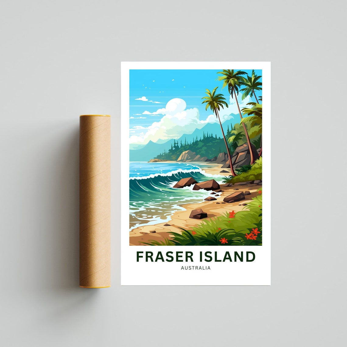 Fraser Island Australia Palm Beach Ocean Waves Travel Poster - Image 4
