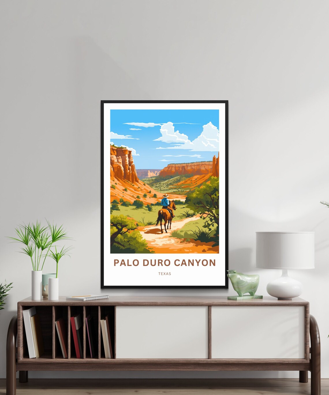 Palo Duro Canyon Texas Lone Horseback Rider Custom Text Travel Poster - Image 2
