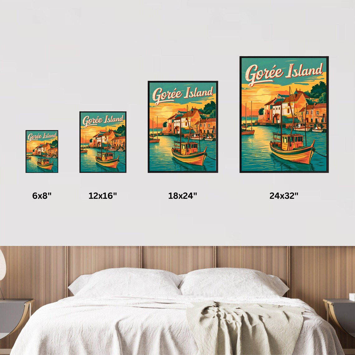 Goree Island Senegal Sunset Harbor Fishing Boats Vintage Poster - Image 3