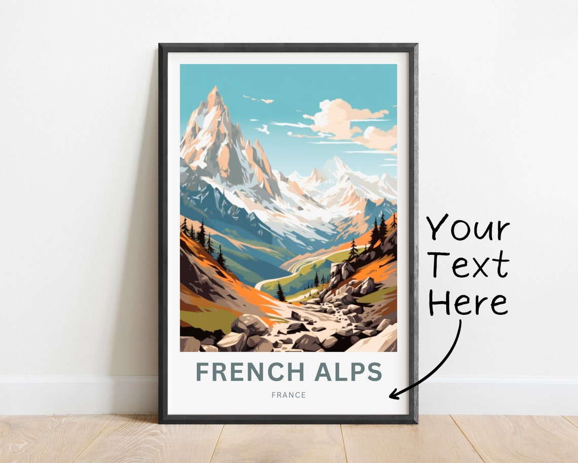 Personalized French Alps Autumn Rocky Trail Custom Text Poster