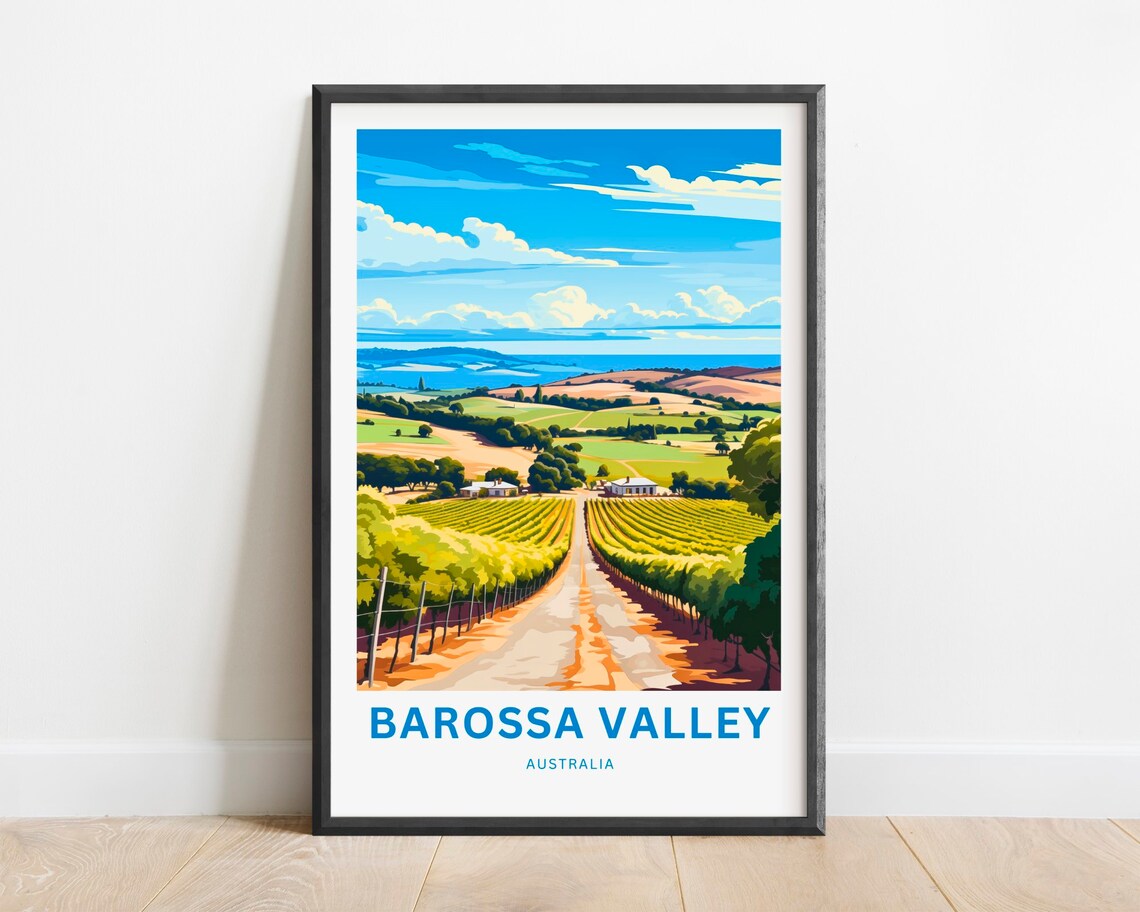Barossa Valley Australia Vineyard Rows Country Road Travel Poster