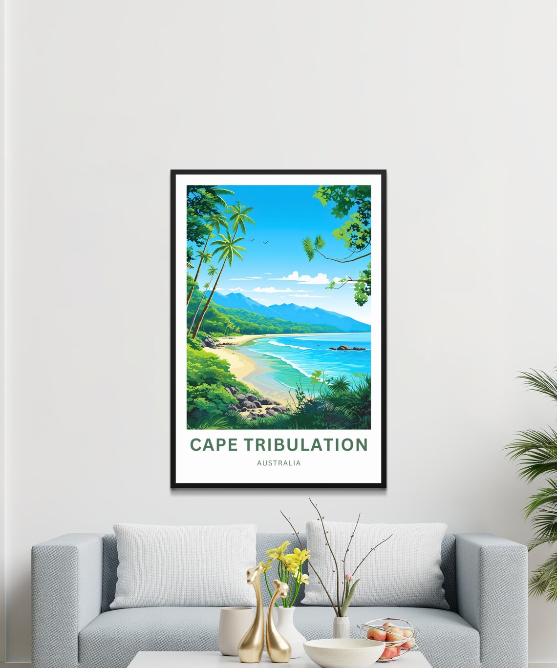 Cape Tribulation Australia Tropical Palm Beach Vintage Travel Poster - Image 3