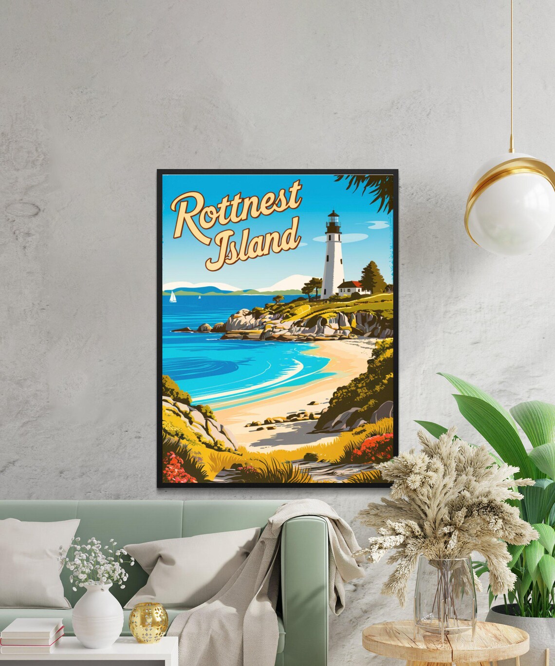 Rottnest Island Lighthouse Rocky Coast Beach Vintage Travel Poster - Image 4