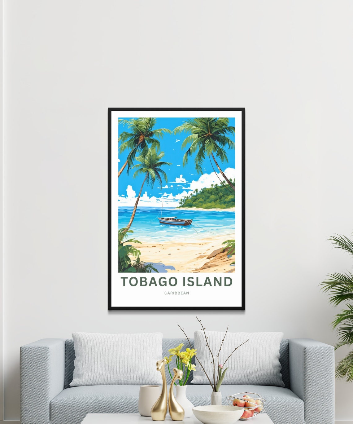 Personalized Tobago Island Beach Custom Text Caribbean Travel Poster - Image 3