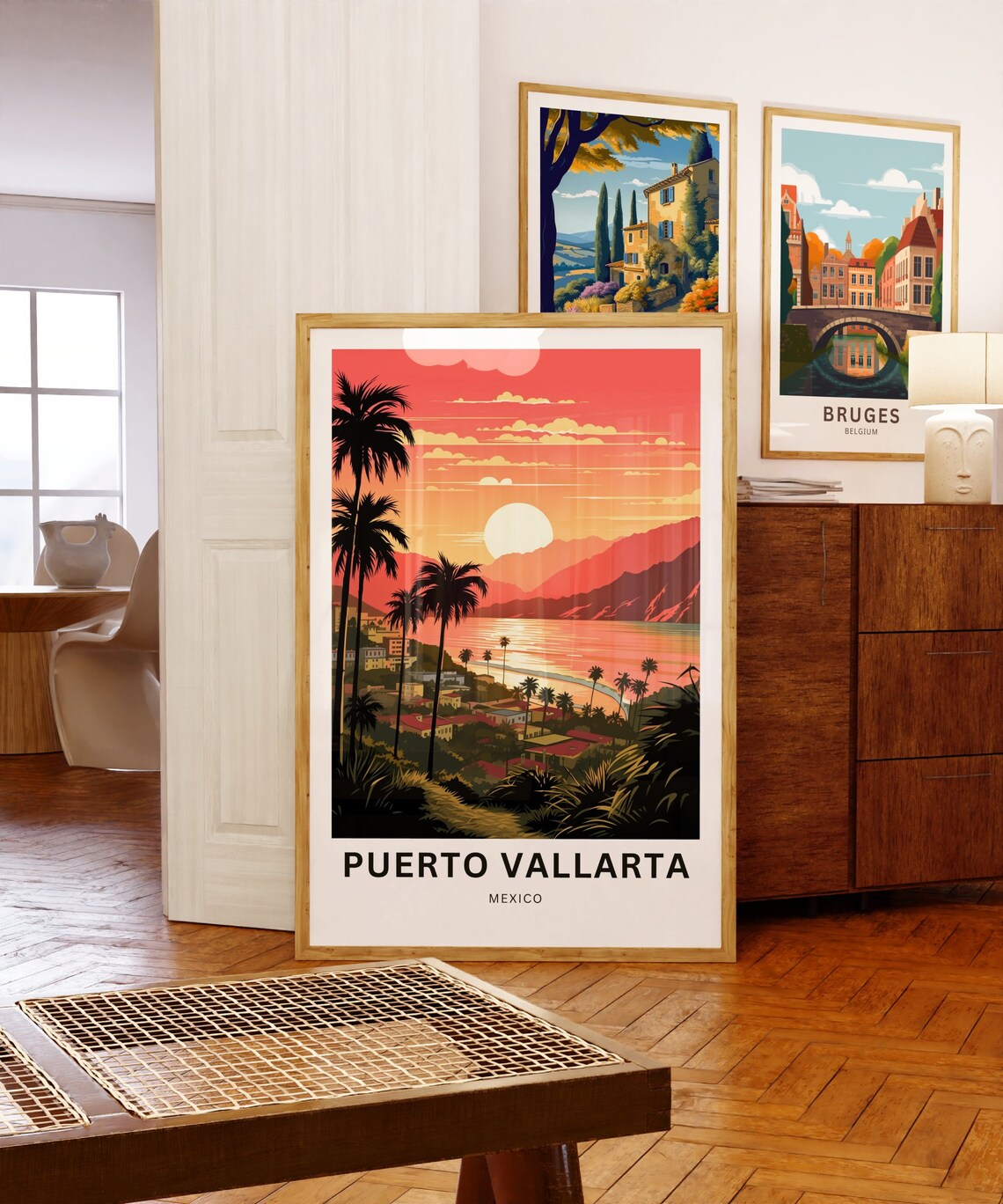 Personalized Puerto Vallarta Mexico Travel Poster Sunset Palms Bay - Image 5