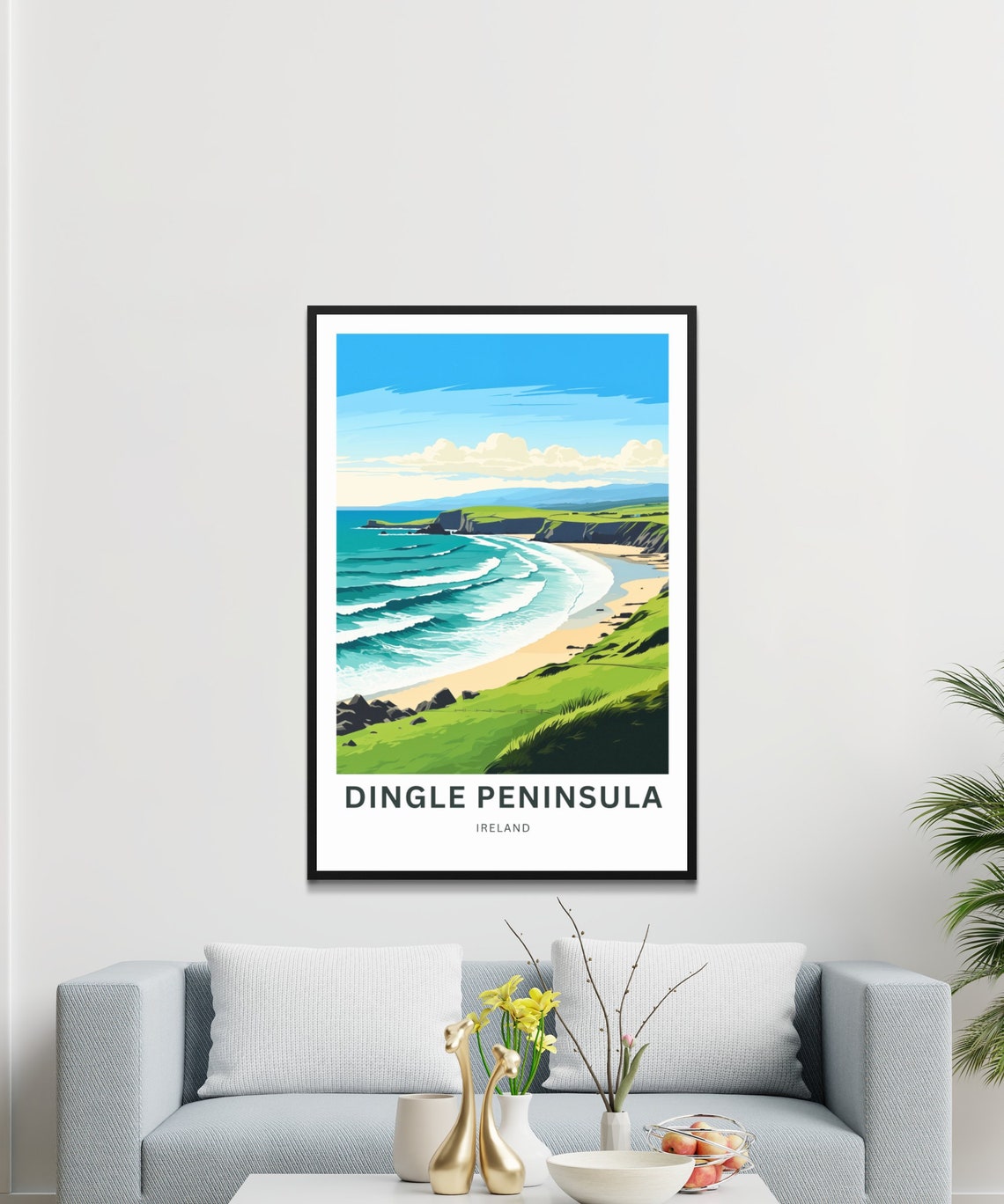 Dingle Peninsula Ireland Curved Sandy Bay Cliffs Travel Poster - Image 3
