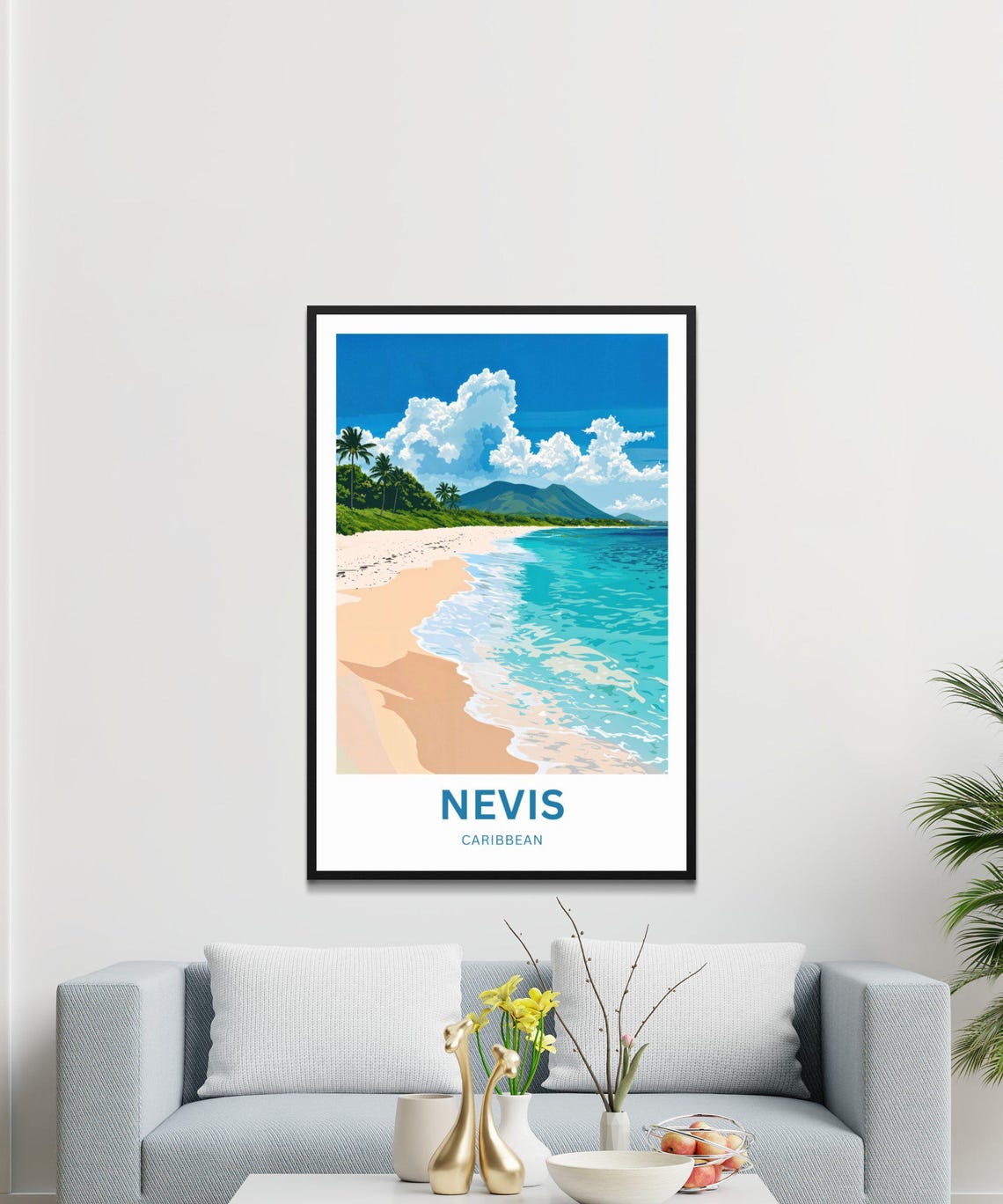 Nevis Travel Print Nevis Poster Caribbean Wall Art Framed Present Gift Caribbean Island Present - Image 4