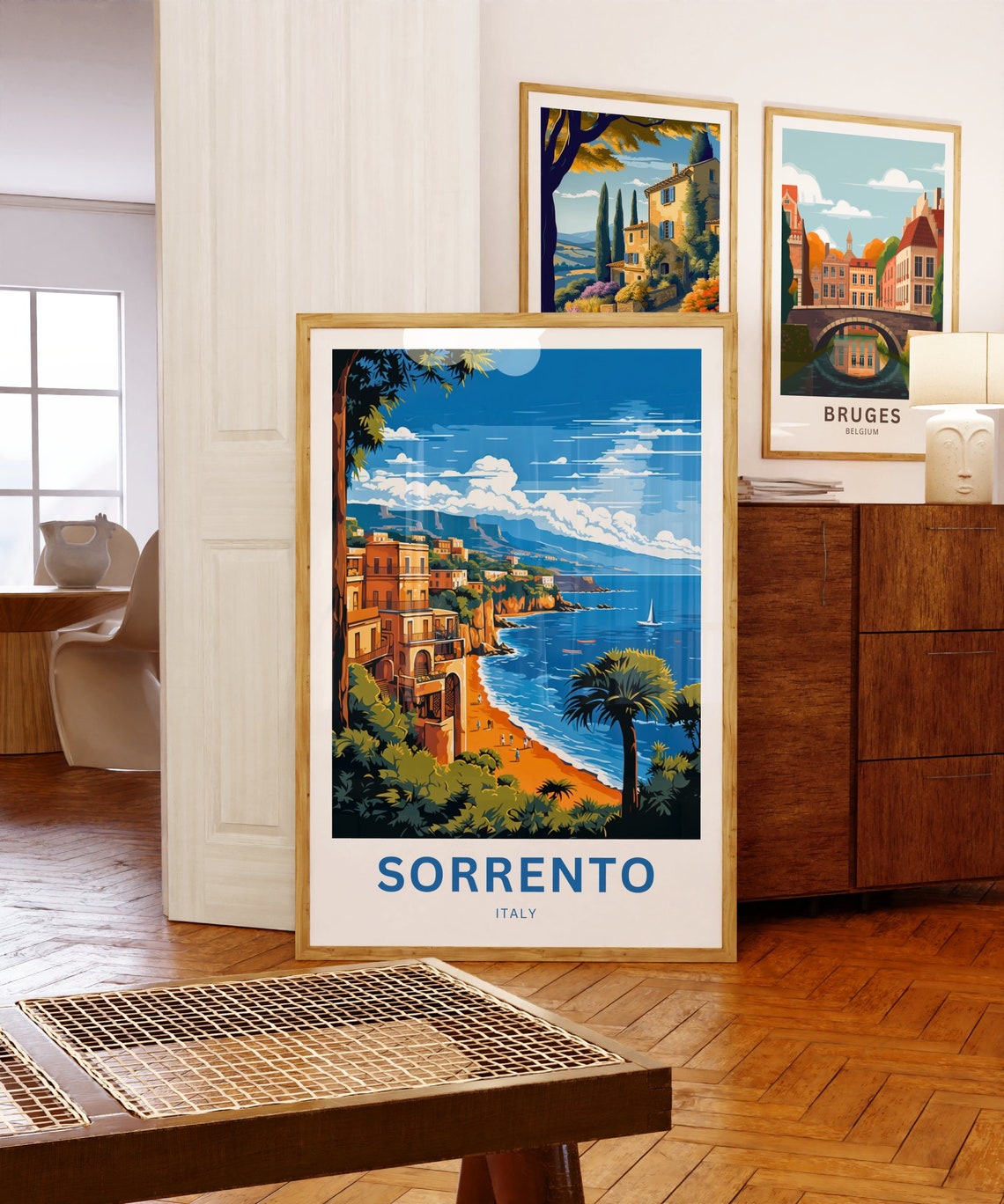 Sorrento Italy Beach Palms Distant Mountain Custom Art Poster - Image 5