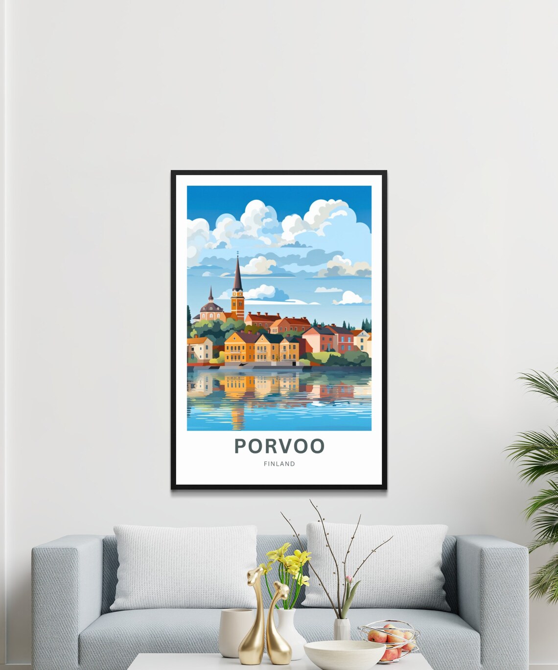 Porvoo Riverside Old Town Reflection Church Spires Finland Poster - Image 3