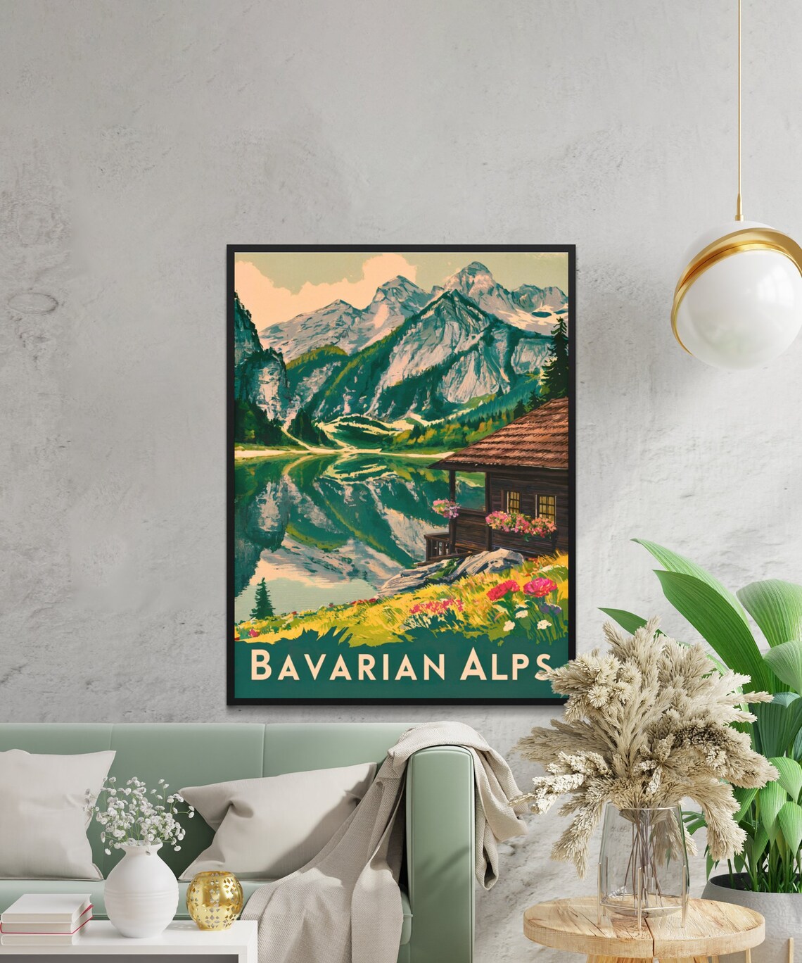 Bavarian Alps Vintage Travel Poster, Germany - Image 2