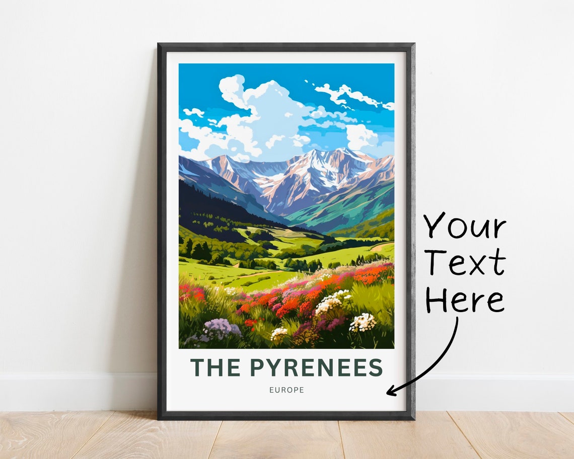 Personalized The Pyrenees Snowy Peaks Wildflower Meadow Poster