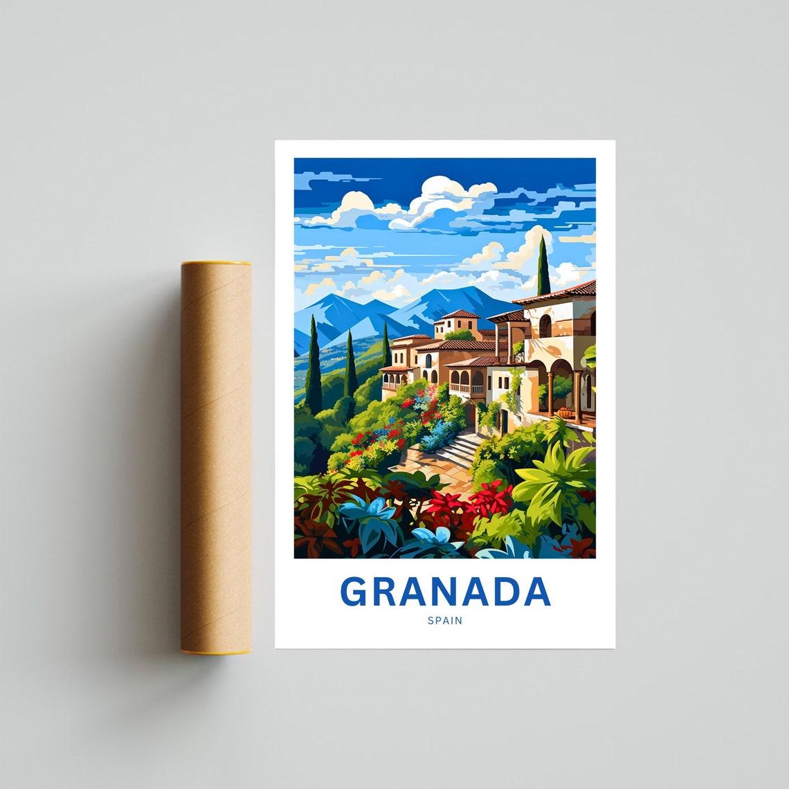 Granada Spain Personalized Sierra Hillside Villa Garden Poster - Image 4