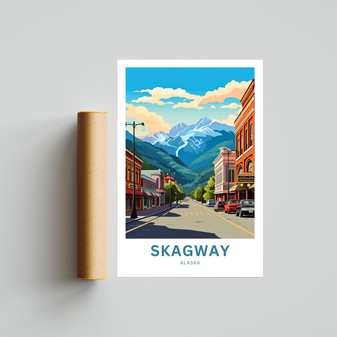 Skagway Alaska Broadway Style Street Alpine Backdrop View Poster - Image 4