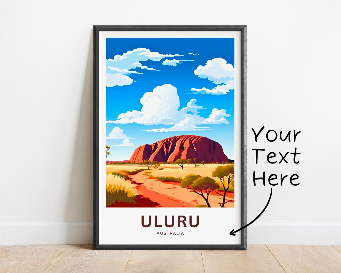 Uluru Ayers Rock Australia Outback Sunset Vintage Travel Poster