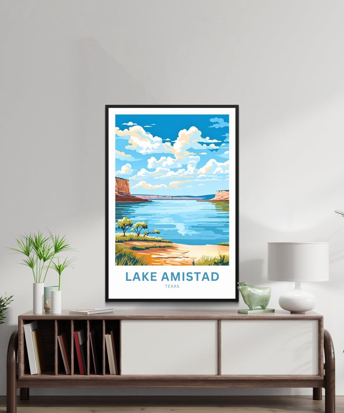 Personalized Lake Amistad Texas Reservoir Red Rock Shore Poster - Image 2