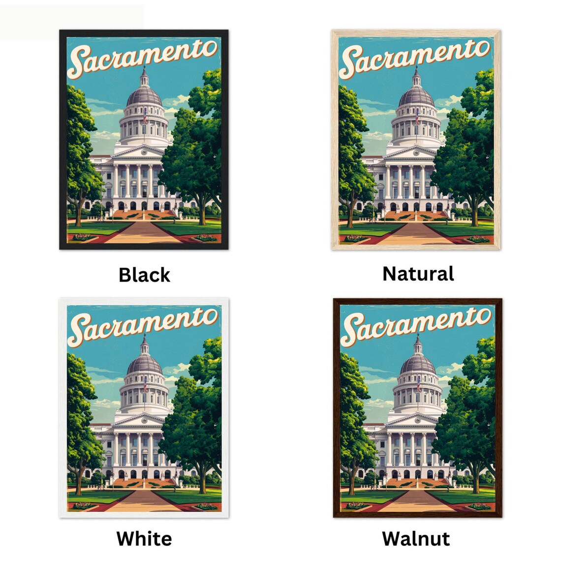 Sacramento California State Capitol Building Vintage Travel Poster - Image 4