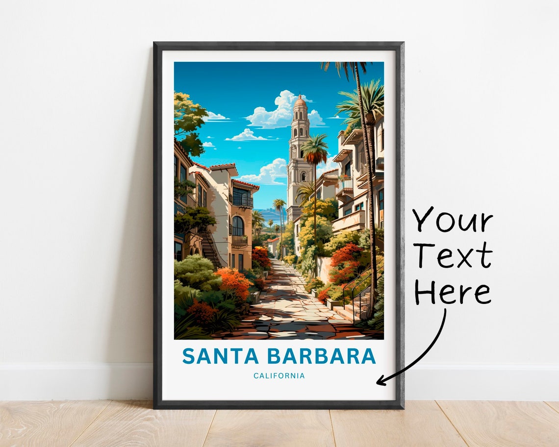 Personalized Santa Barbara California Bell Tower Street Travel Poster