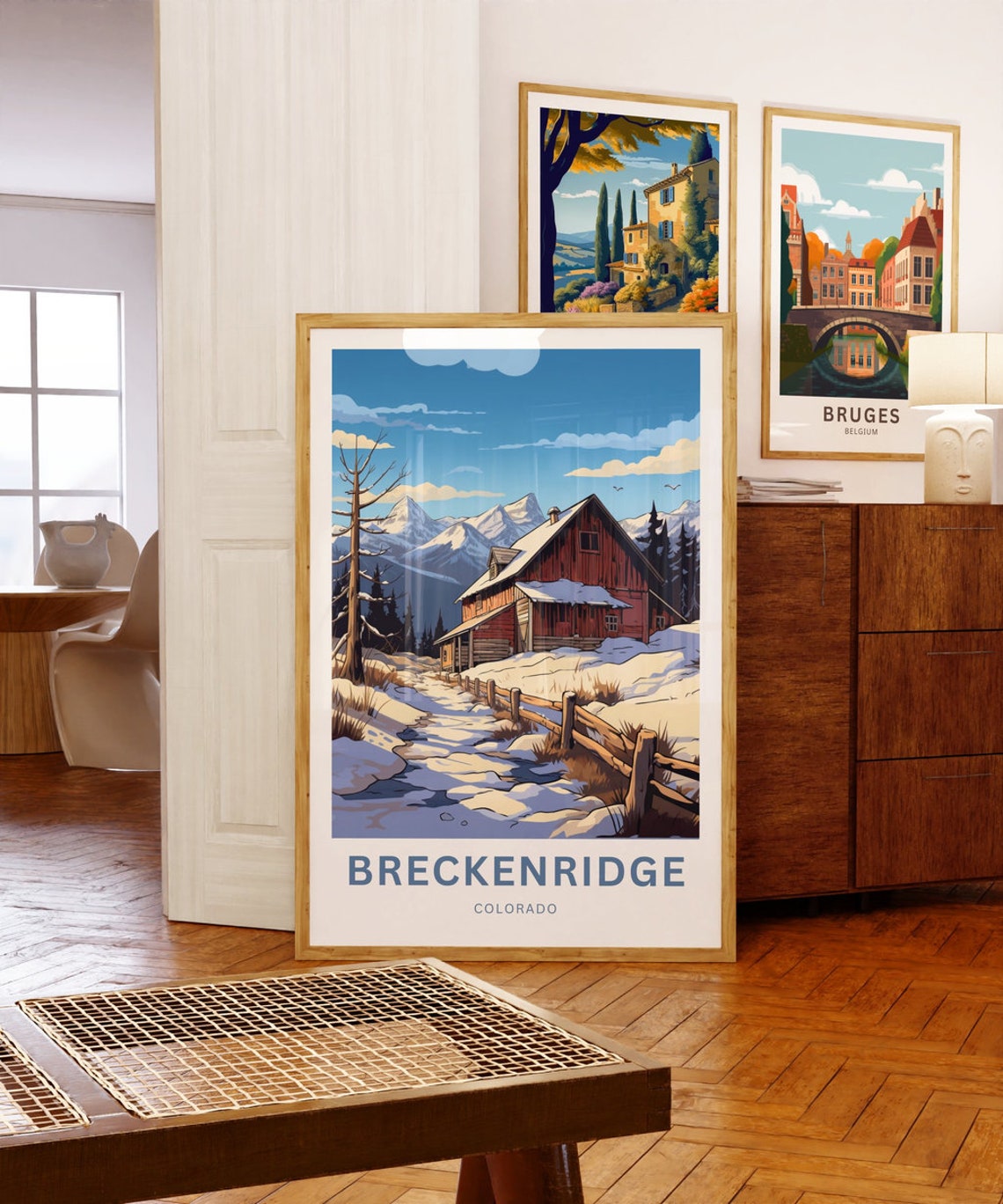 Breckenridge Colorado Red Barn Winter Snow Custom Text Poster - Image 5