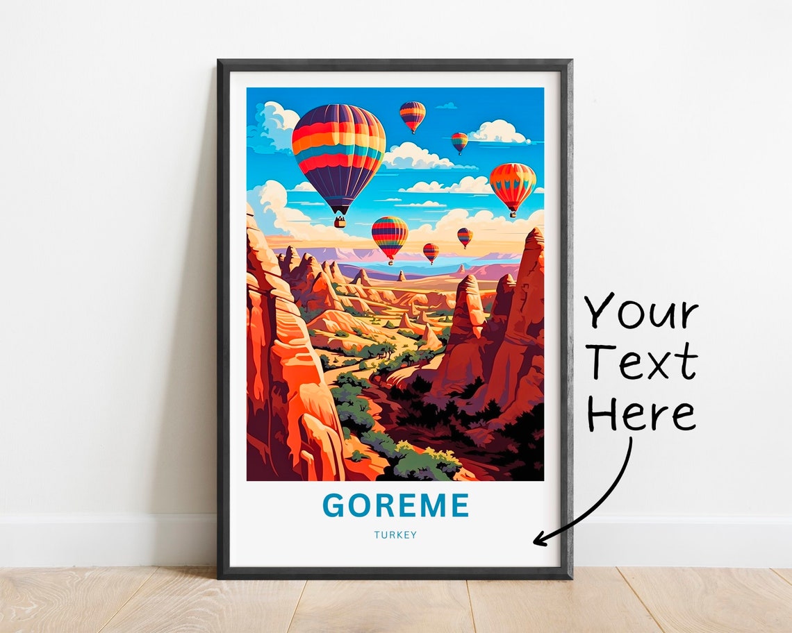 Personalized Goreme Turkey Hot Air Balloon Cave Valleys Travel Poster