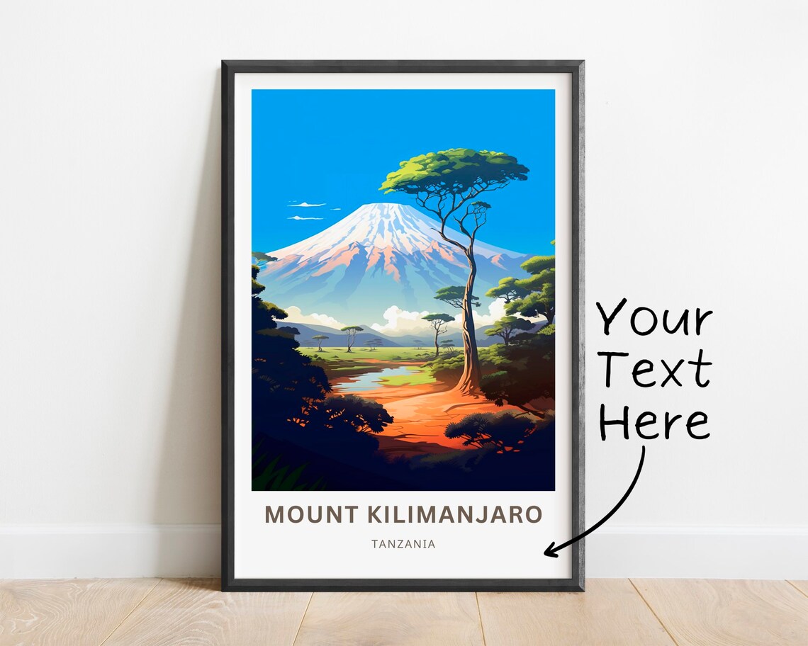 Personalized Mount Kilimanjaro Poster, Tanzania Wall Art