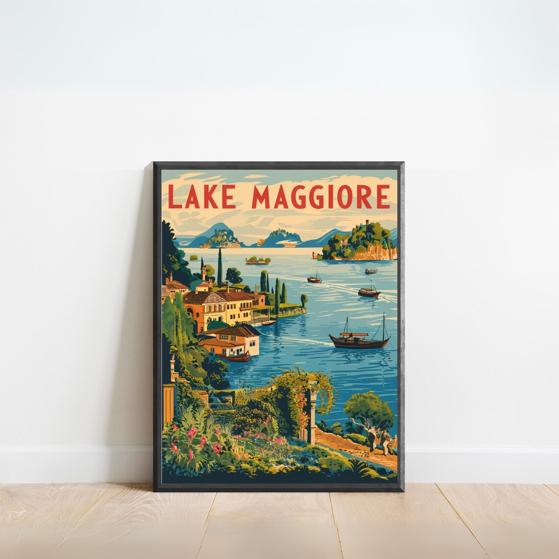 Lake Maggiore Vintage Travel Poster, Italy Art Print