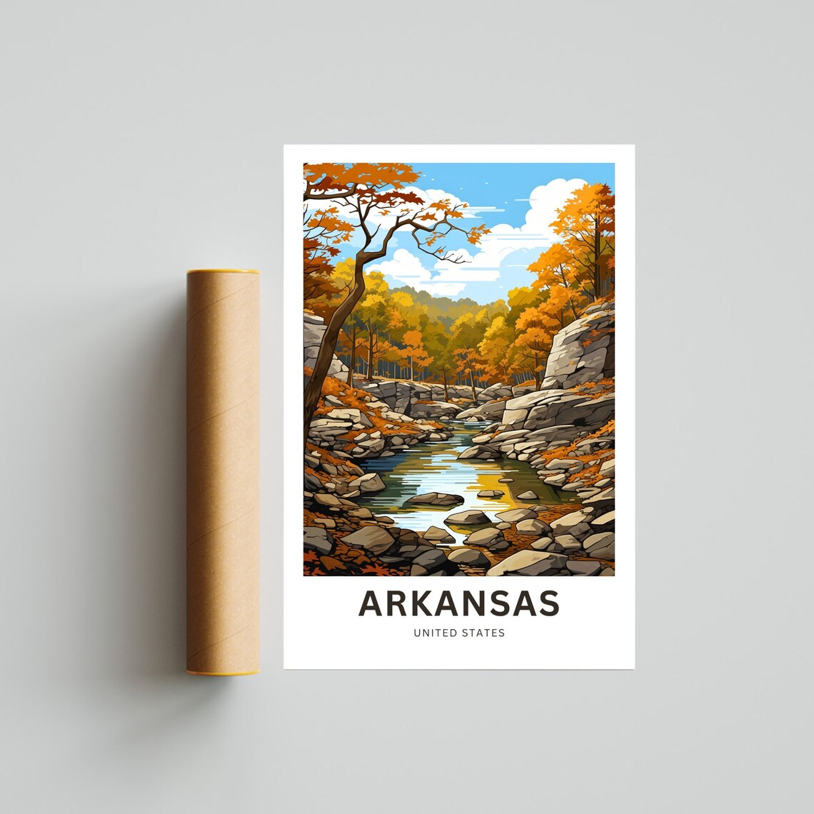 Arkansas Autumn Forest Creek Rocky Stream Nature Travel Poster - Image 4