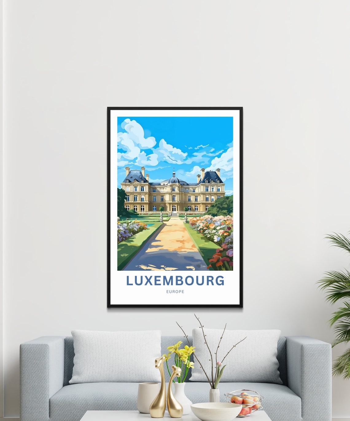 Luxembourg Europe Palace Flower Gardens Formal Park Travel Poster - Image 3